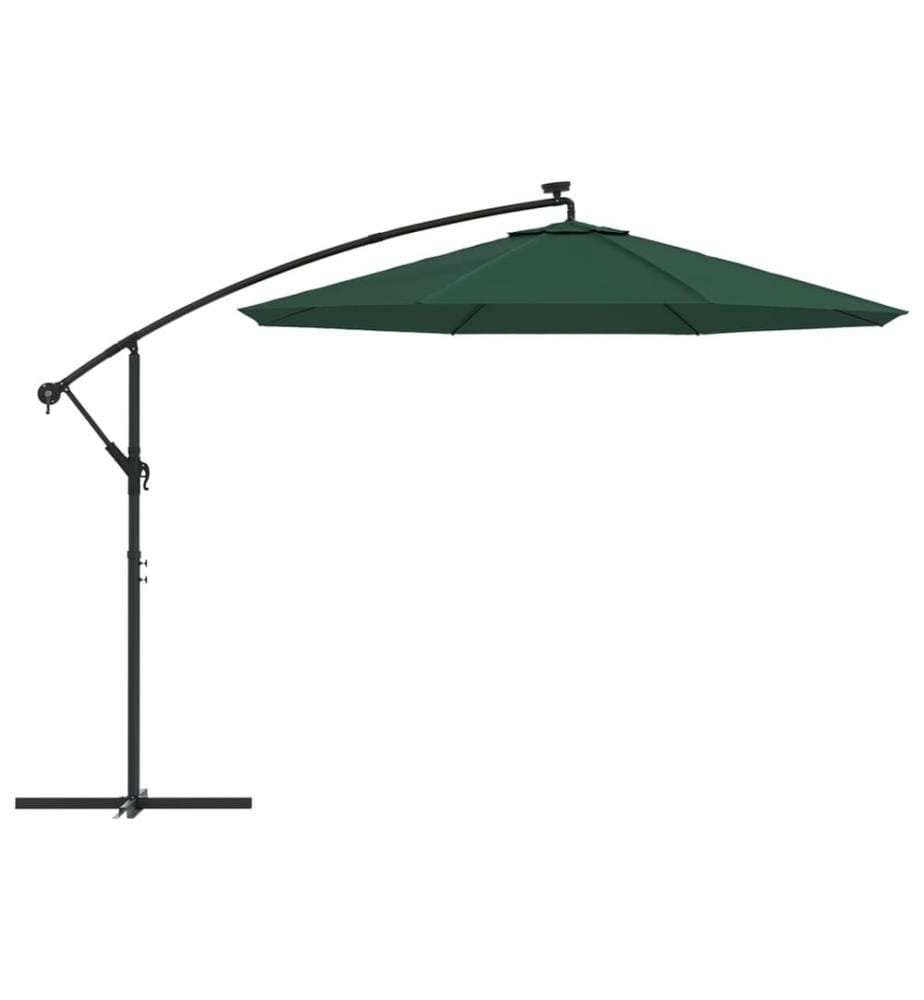 Parasol avec éclairage LED 300 cm Poteau en métal Vert