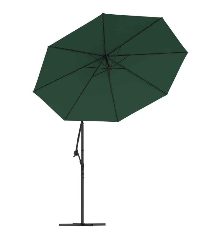 Parasol avec éclairage LED 300 cm Poteau en métal Vert