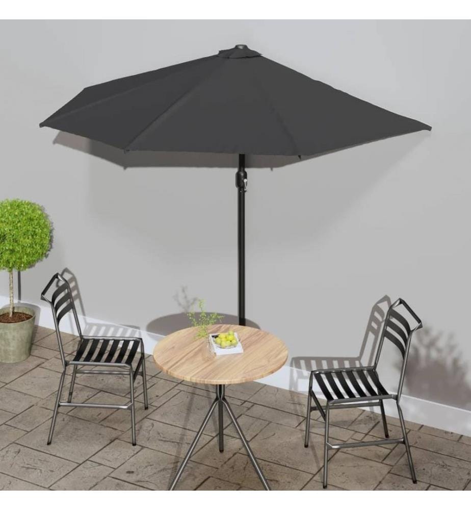Balkon-Sonnenschirm mit Alu-Mast Anthrazit 270x144 cm Halbrund