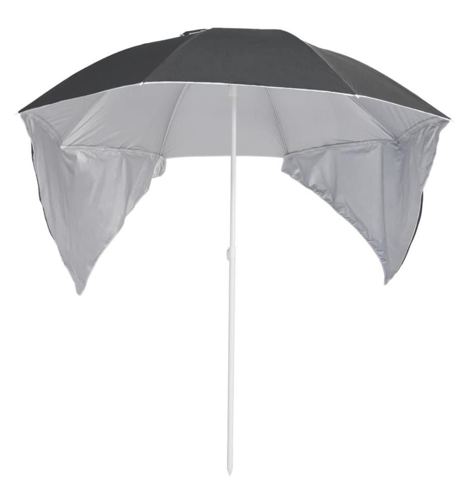 Parasol de plage avec parois latérales anthracite 215 cm