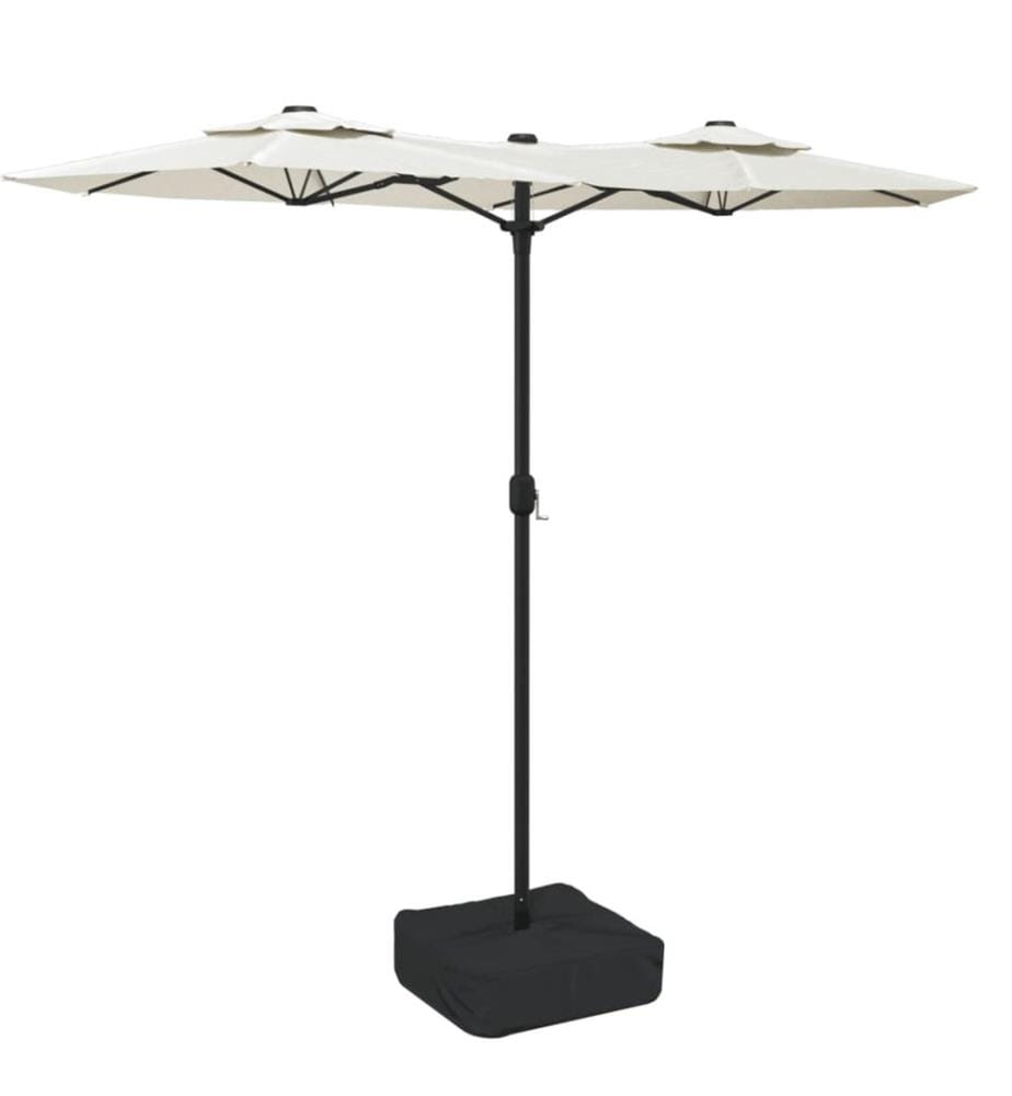 Parasol de jardin à double tête blanc sable 316x145 cm