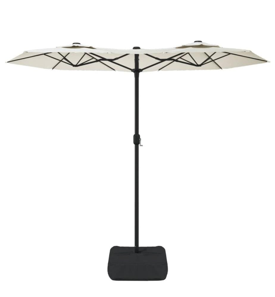 Parasol de jardin à double tête blanc sable 316x145 cm