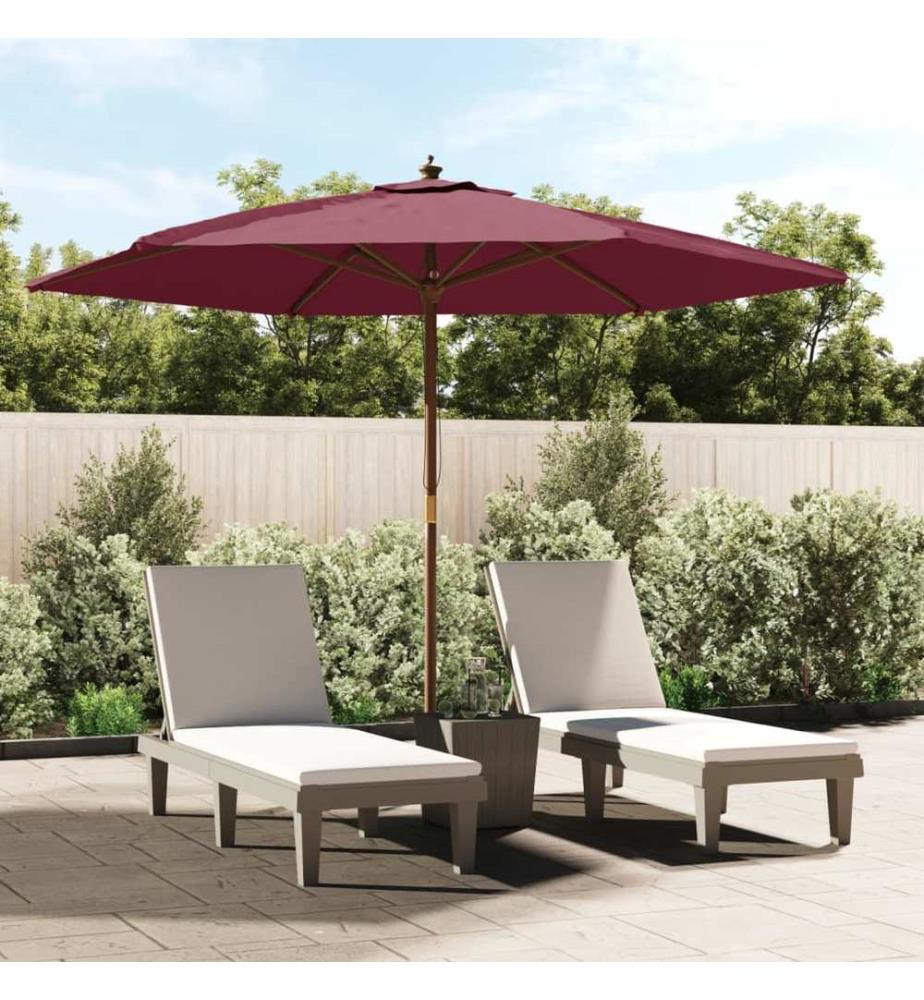 Sonnenschirm mit Holzmast Bordeauxrot 299x240 cm