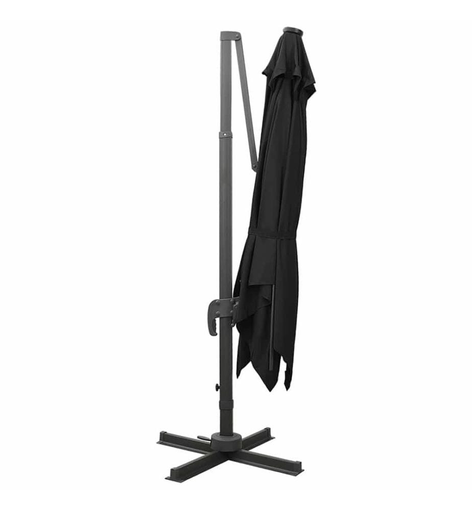 Ampelschirm mit LED-Beleuchtung 300 cm Schwarz