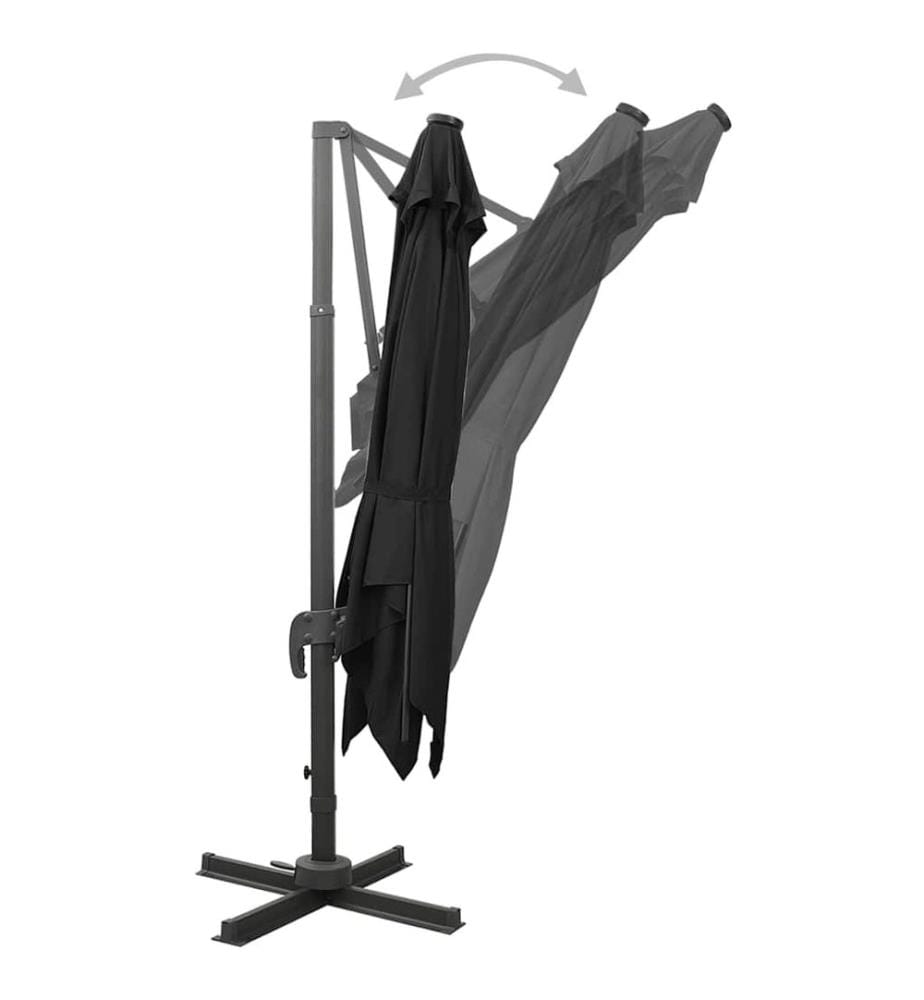 Ampelschirm mit LED-Beleuchtung 300 cm Schwarz