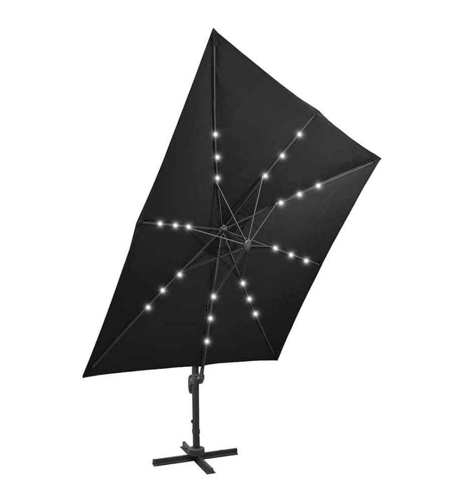 Ampelschirm mit LED-Beleuchtung 300 cm Schwarz