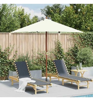 Sonnenschirm mit Holz-Mast 150x200 cm Sandweiss