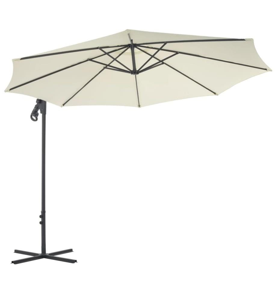 Parasol de jardin en porte-à-faux avec poteau en acier sable