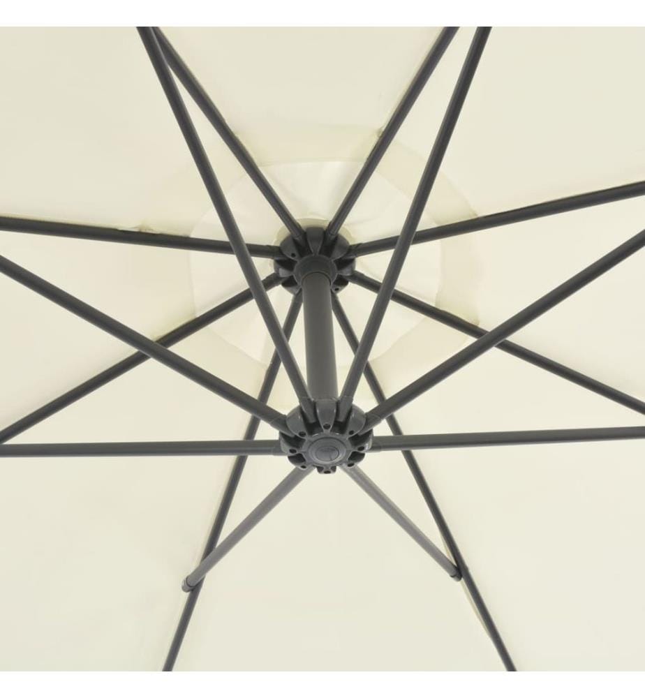 Parasol de jardin en porte-à-faux avec poteau en acier sable