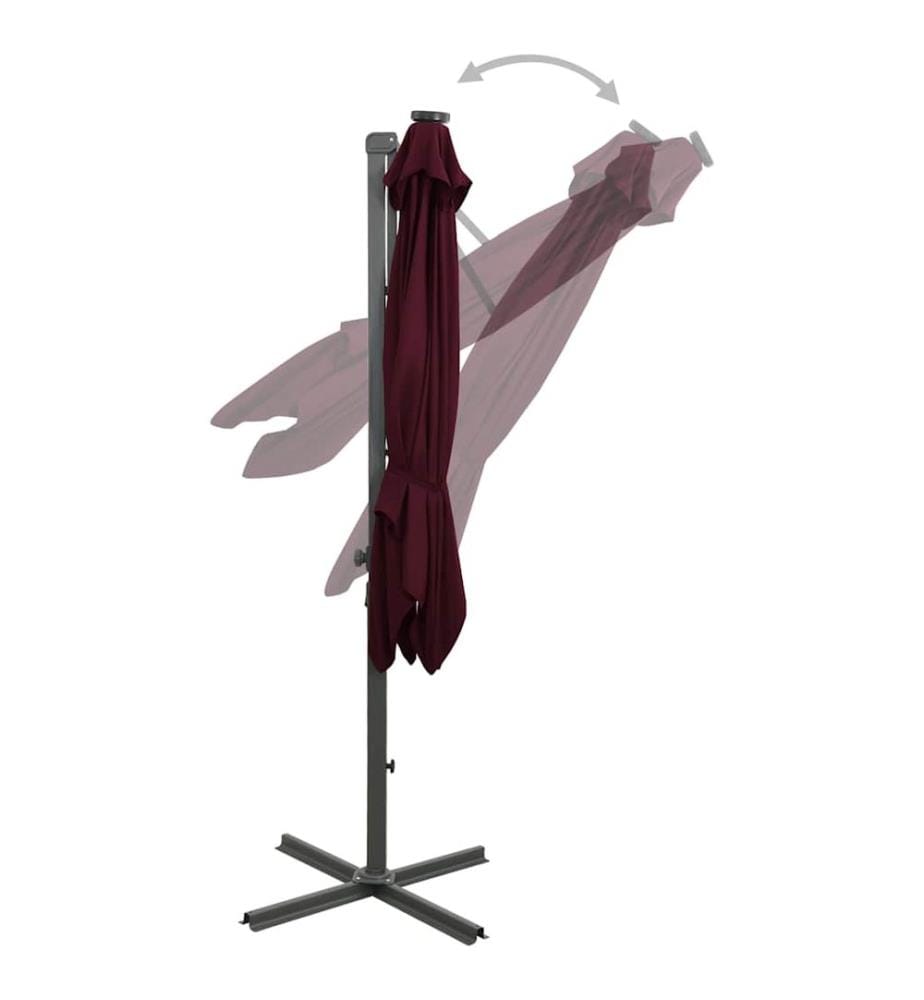 Ampelschirm mit LED-Beleuchtung 300 cm Bordeauxrot