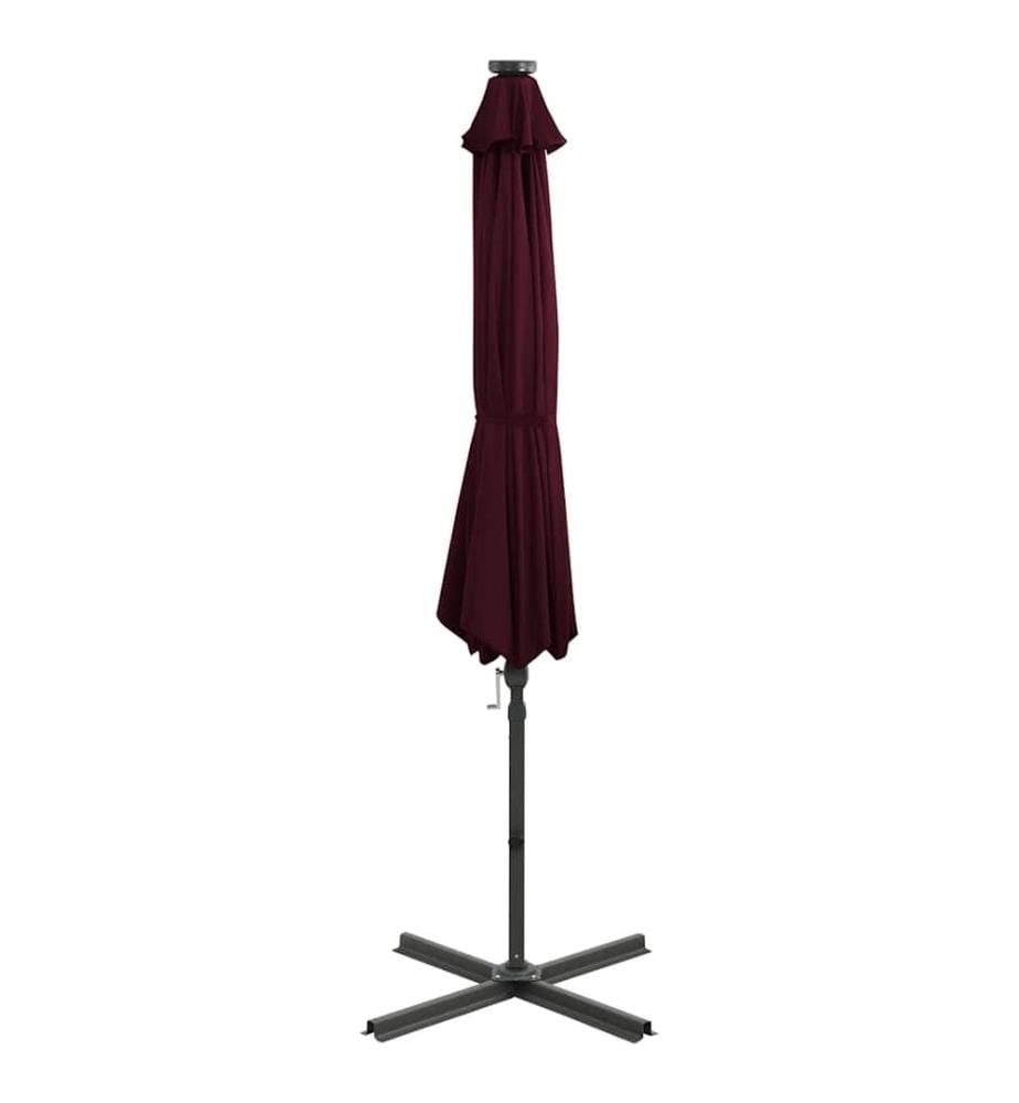 Ampelschirm mit LED-Beleuchtung 300 cm Bordeauxrot