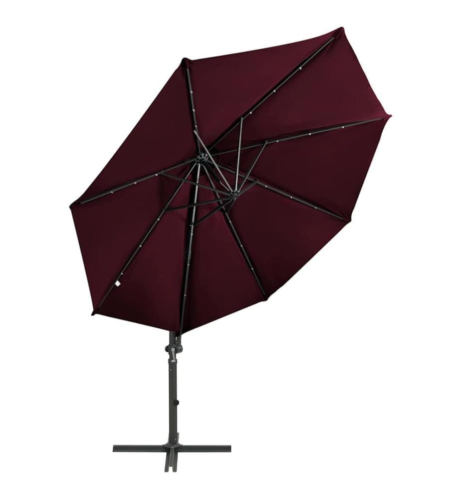 Ampelschirm mit LED-Beleuchtung 300 cm Bordeauxrot