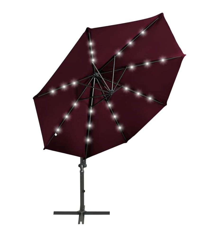 Ampelschirm mit LED-Beleuchtung 300 cm Bordeauxrot
