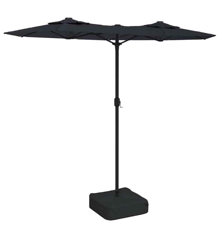 Doppel-Sonnenschirm mit LED-Leuchten Schwarz 316x145 cm