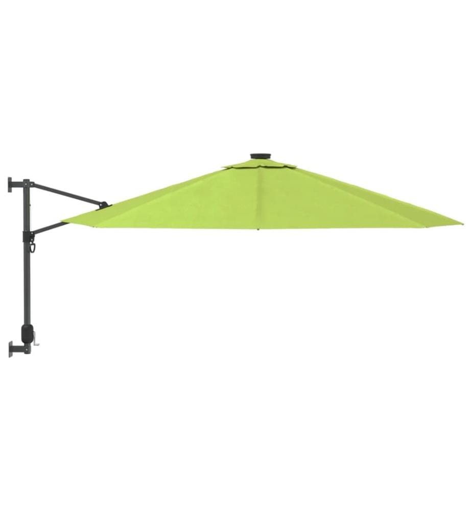 Wand-Sonnenschirm mit LEDs Apfelgrün 290 cm