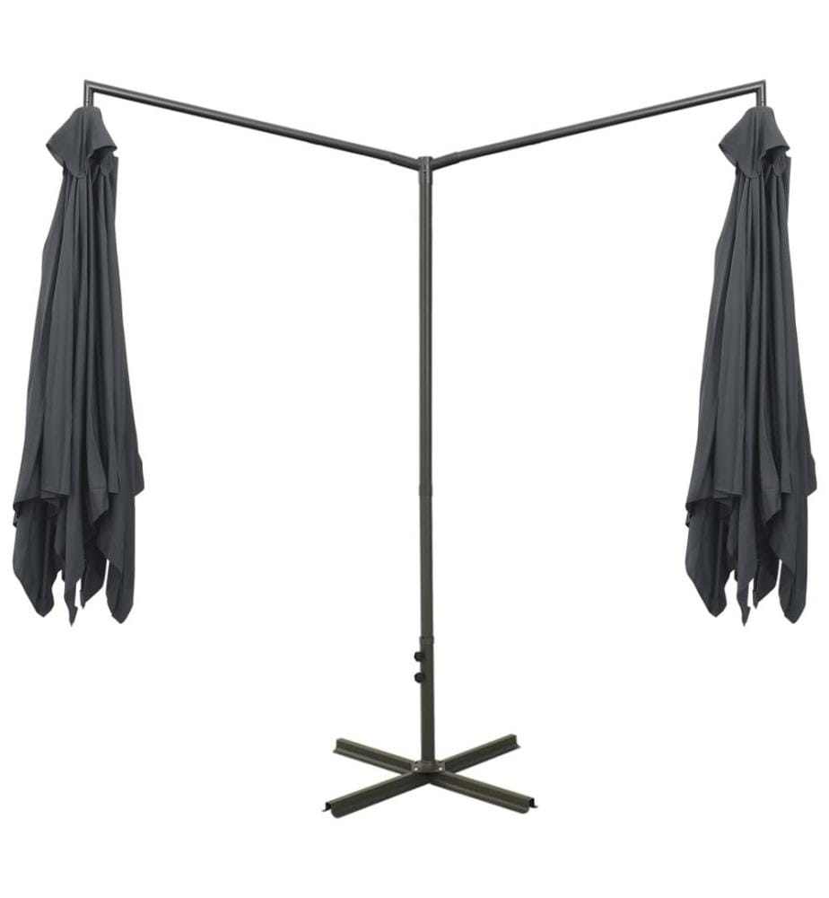 Doppel-Sonnenschirm mit Stahl-Mast 600x300 cm Anthrazit