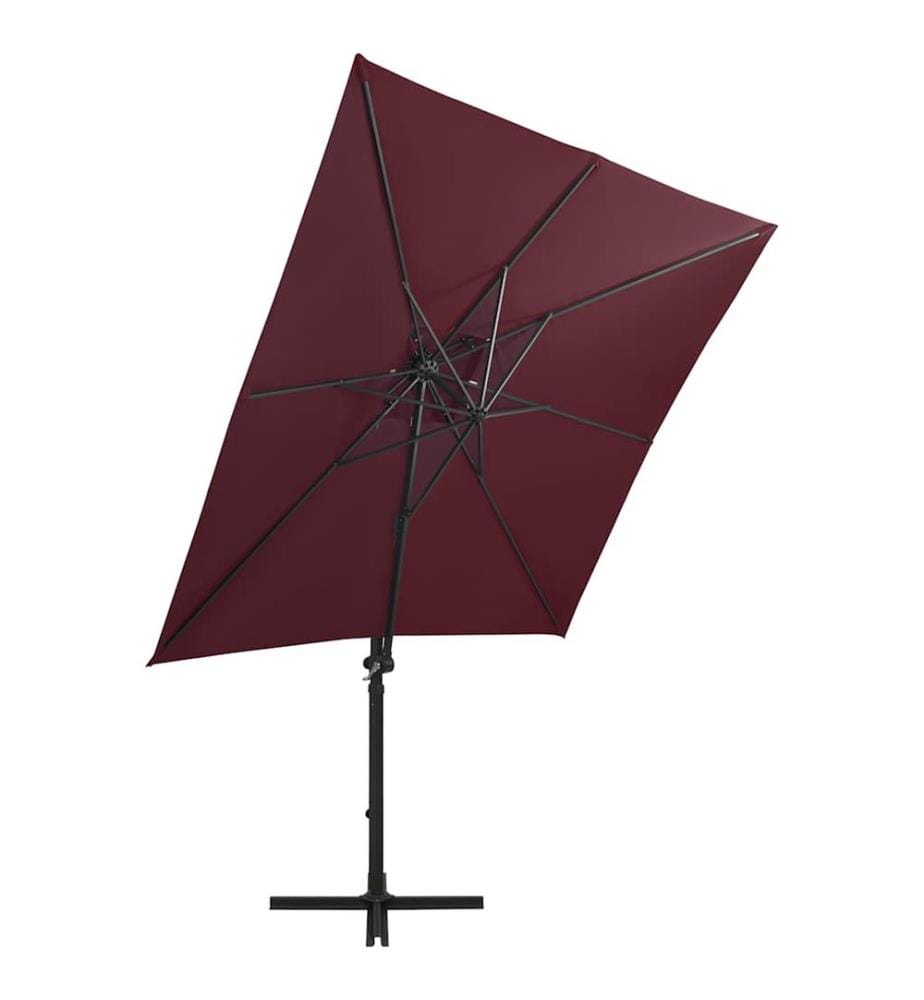 Ampelschirm mit LED-Beleuchtung 250 cm Bordeauxrot