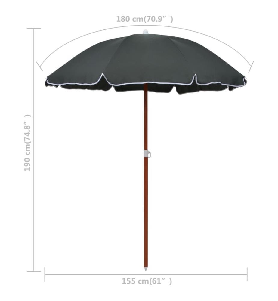Parasol de jardin avec mât en acier 180 cm anthracite