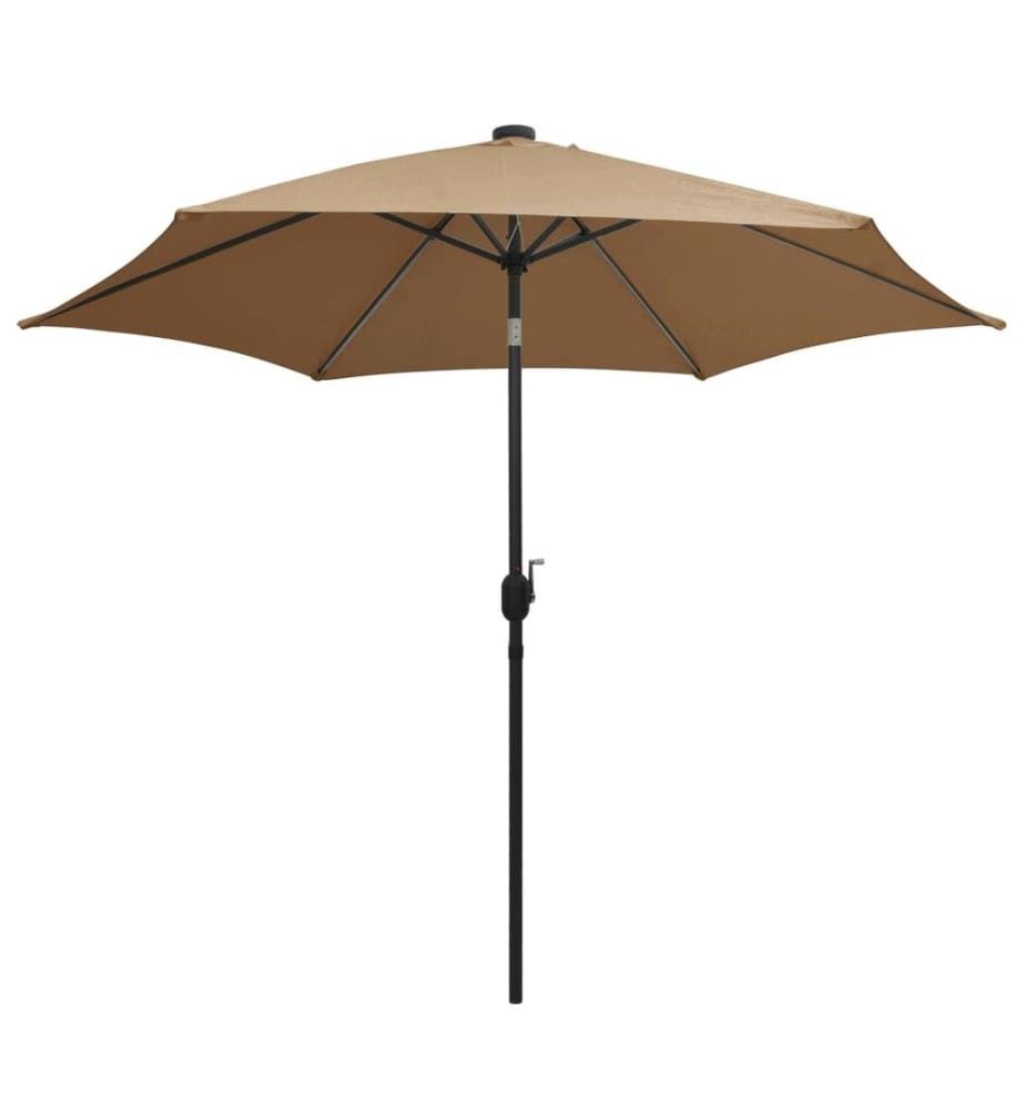 Sonnenschirm mit LED-Beleuchtung und Alu-Mast 300 cm Taupe