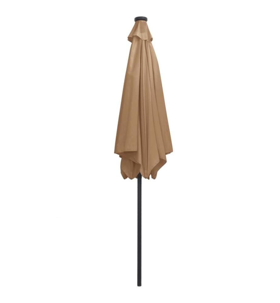Sonnenschirm mit LED-Beleuchtung und Alu-Mast 300 cm Taupe