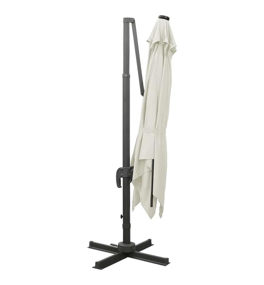 Ampelschirm mit LED-Beleuchtung 300 cm Sandweiss