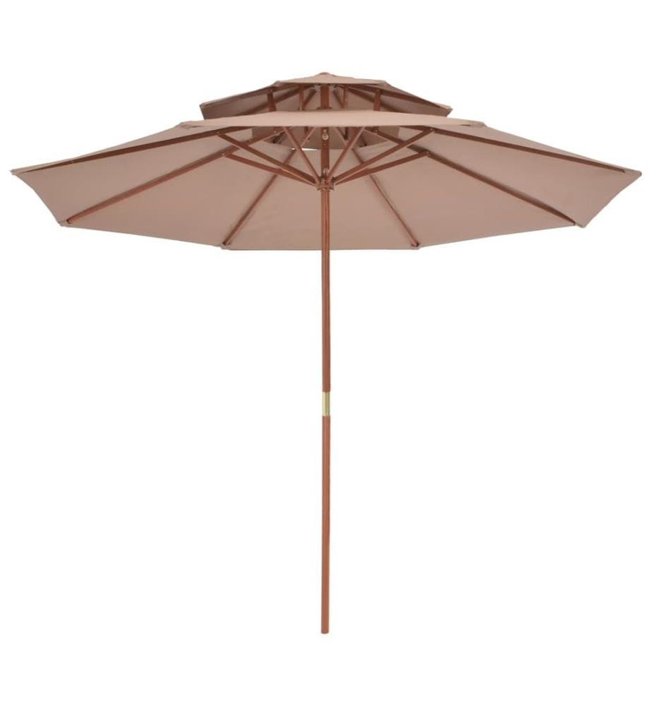 Sonnenschirm mit Entlüftung und Holz-Mast 270 cm Taupe