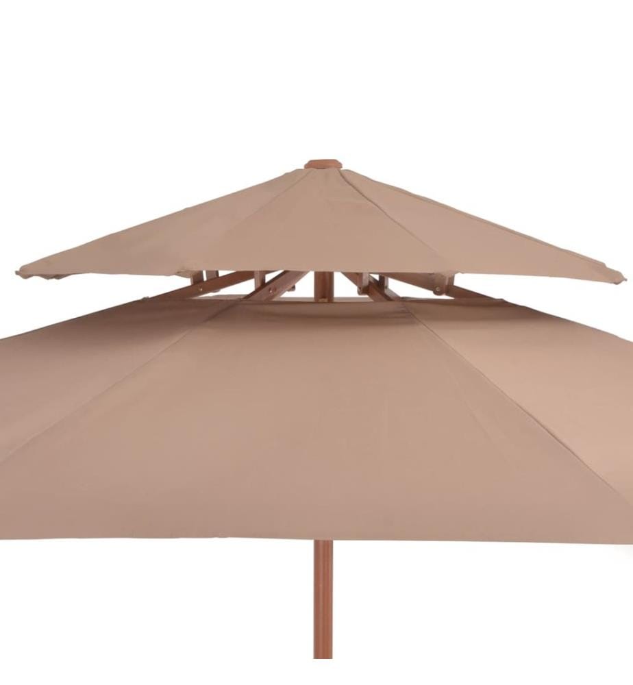 Sonnenschirm mit Entlüftung und Holz-Mast 270 cm Taupe
