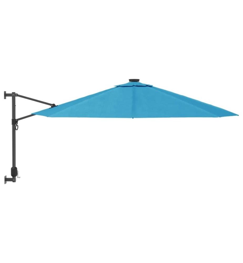 Parasol mural avec LED bleu mer 290 cm