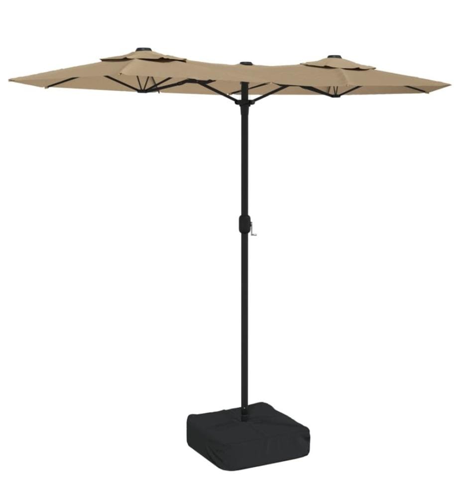 Doppel-Sonnenschirm mit LED-Leuchten Taupe 316x145 cm