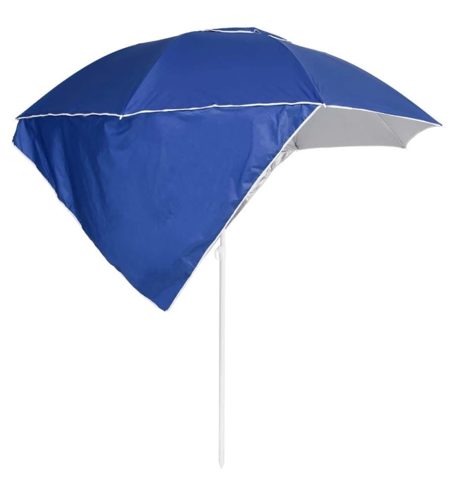 Parasol de plage avec parois latérales bleu 215 cm