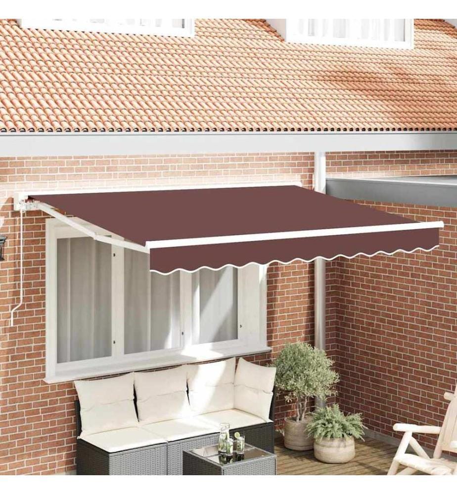 Cadre d'auvent Marron 300 x 200 cm Polyester avec revêtement PU