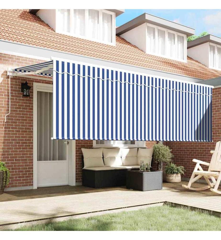 Auvent Rétractable Bleu 350 x 200 cm tissu