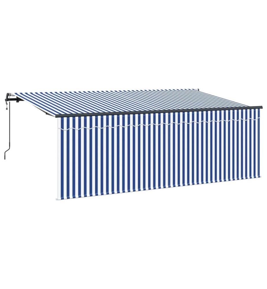 Auvent Rétractable Bleu et Blanc 350 x 200 cm
