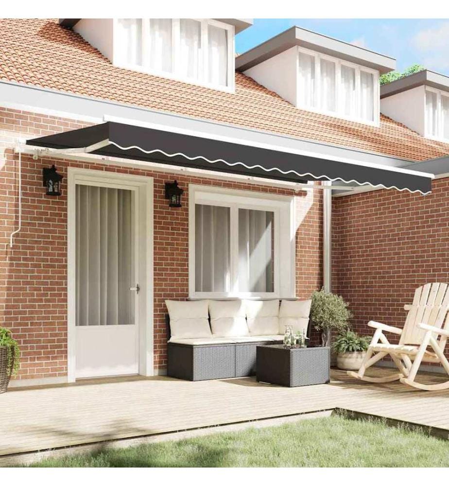 Auvent Rétractable Anthracite 350 x 200 cm tissu