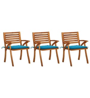 Garten-Essstühle mit Kissen 3 Stk. Massivholz Akazie