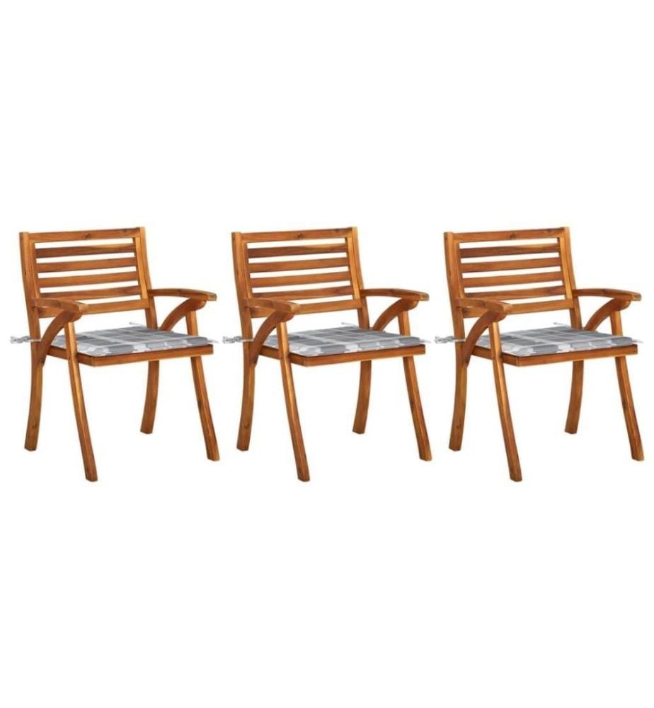 Garten-Essstühle mit Kissen 3 Stk. Massivholz Akazie