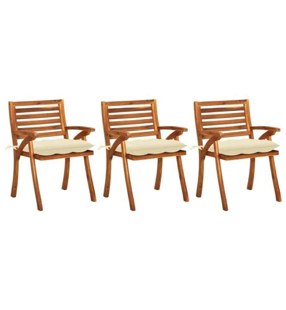 Garten-Essstühle mit Kissen 3 Stk. Massivholz Akazie