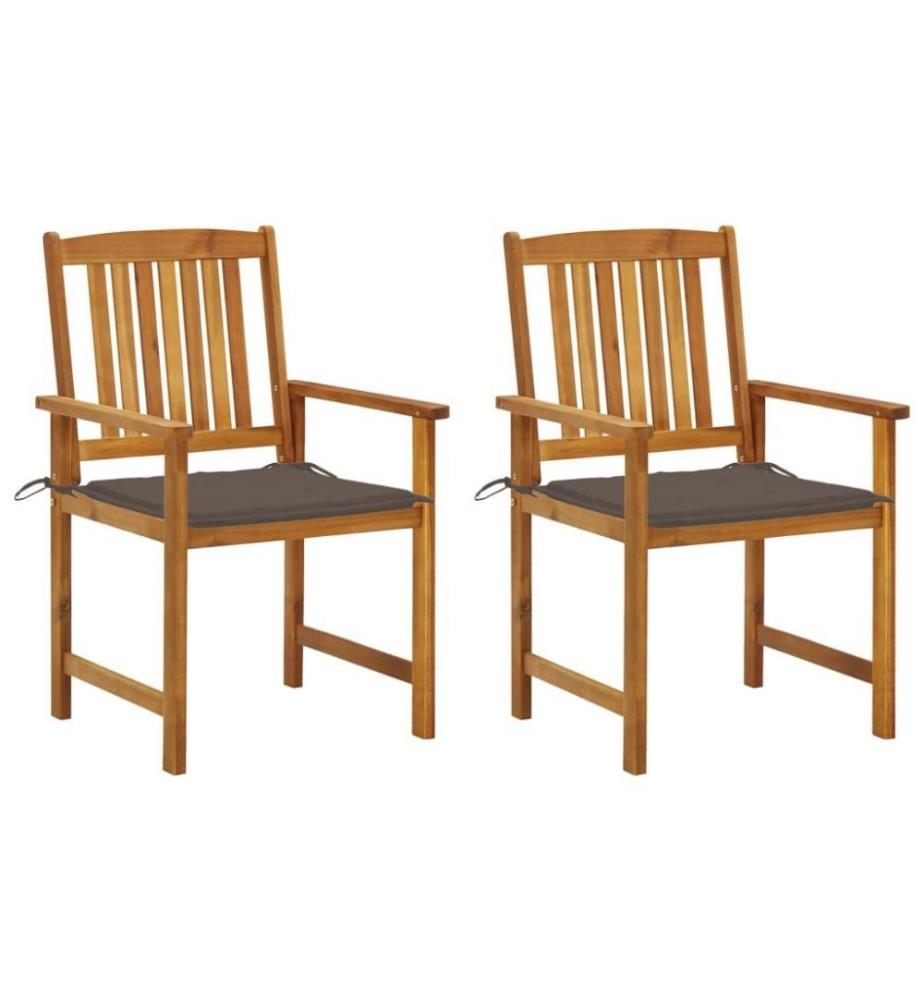 Chaises de jardin avec coussins 2 pcs Bois d'acacia massif