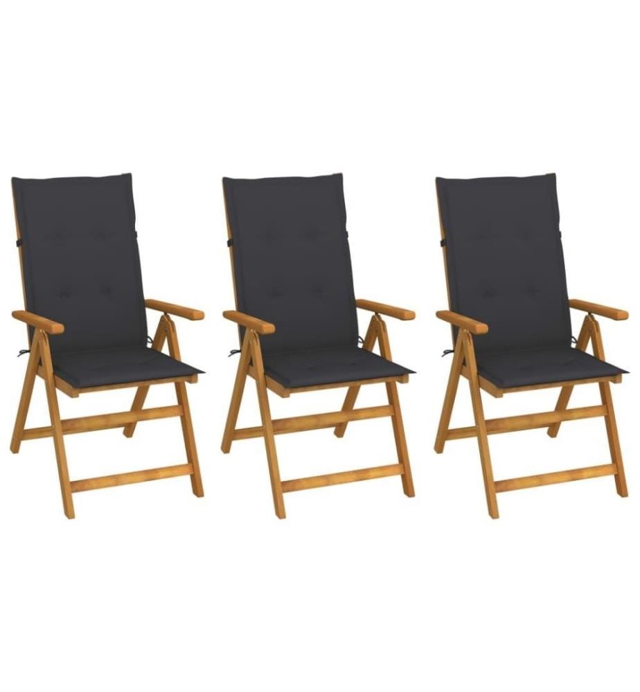 Klappbare Gartenstühle 3 Stk. mit Auflagen Massivholz Akazie