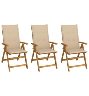 Klappbare Gartenstühle 3 Stk. mit Auflagen Massivholz Akazie