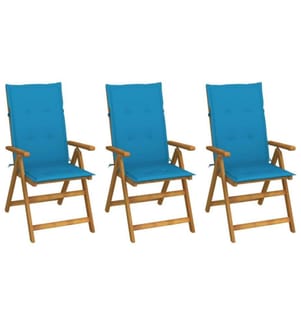 Klappbare Gartenstühle 3 Stk. mit Auflagen Massivholz Akazie