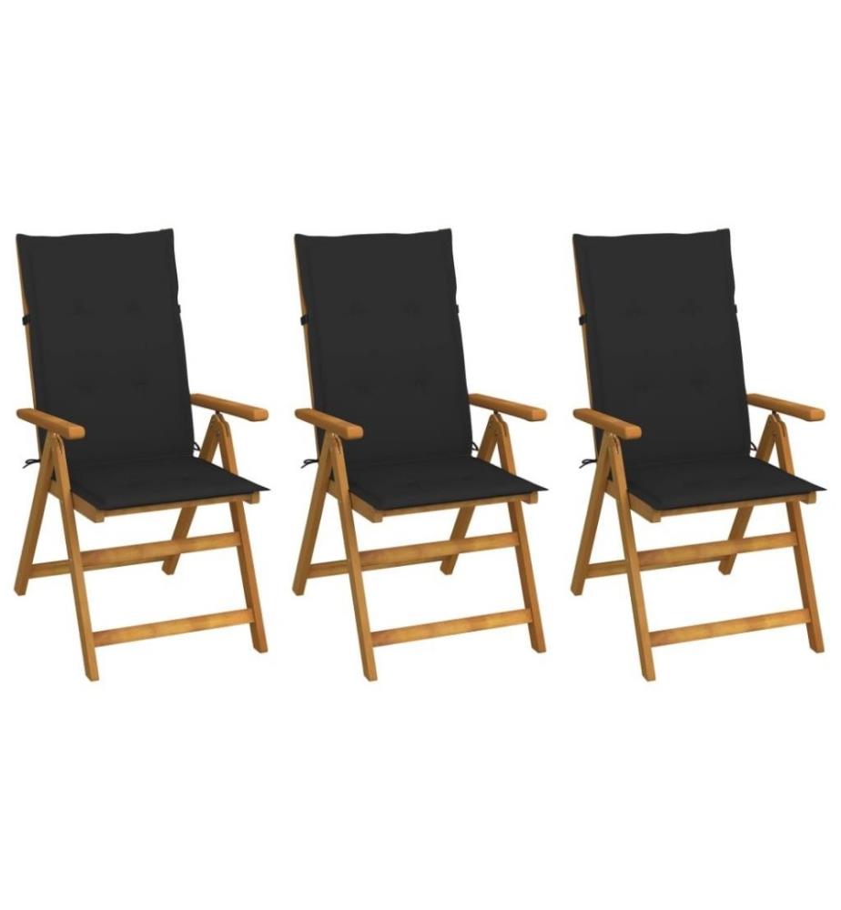 Klappbare Gartenstühle 3 Stk. mit Auflagen Massivholz Akazie