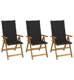 Klappbare Gartenstühle 3 Stk. mit Auflagen Massivholz Akazie
