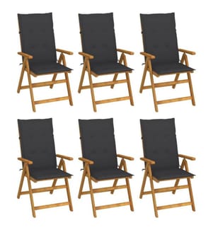 Klappbare Gartenstühle 6 Stk. mit Auflagen Massivholz Akazie