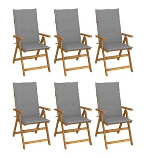 Klappbare Gartenstühle 6 Stk. mit Auflagen Massivholz Akazie