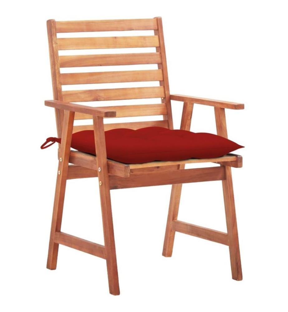 Chaises à dîner d'extérieur 2 pcs avec coussins Acacia massif
