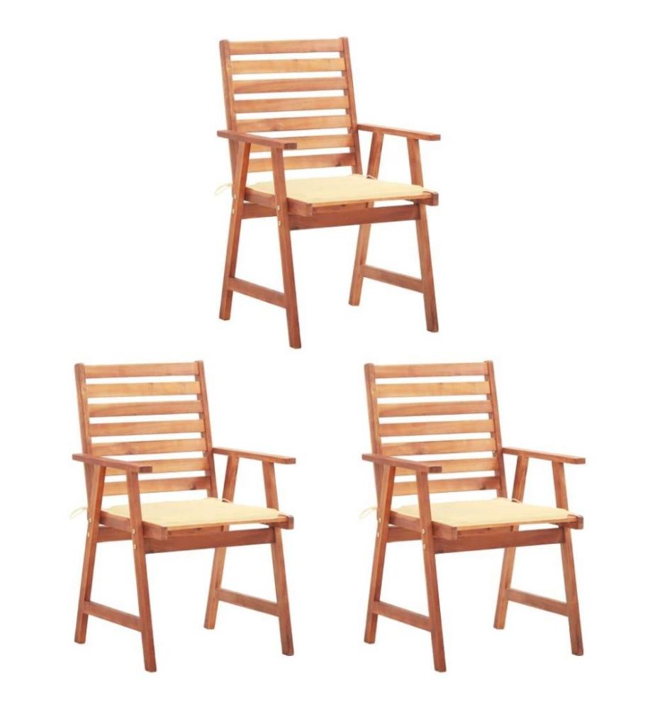 Garten-Essstühle 3 Stk. mit Kissen Massivholz Akazie