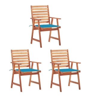 Garten-Essstühle 3 Stk. mit Kissen Massivholz Akazie