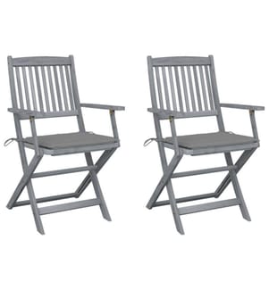 Klappbare Gartenstühle 2 Stk. mit Sitzkissen Massivholz Akazie