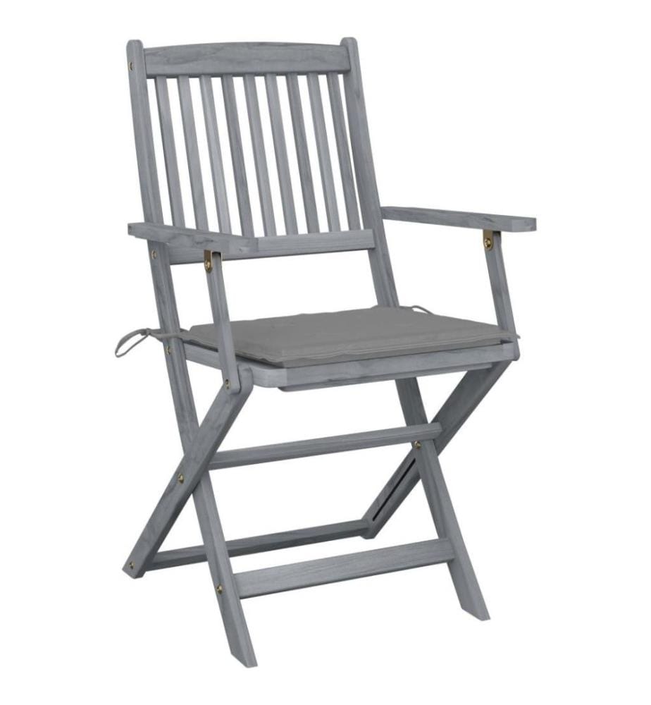 Chaises pliables d'extérieur 4 pcs avec coussins Bois d'acacia